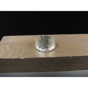 Size 8.5 Sterling Silver Concave Crater Design Wide Band Ring Vintage Statement